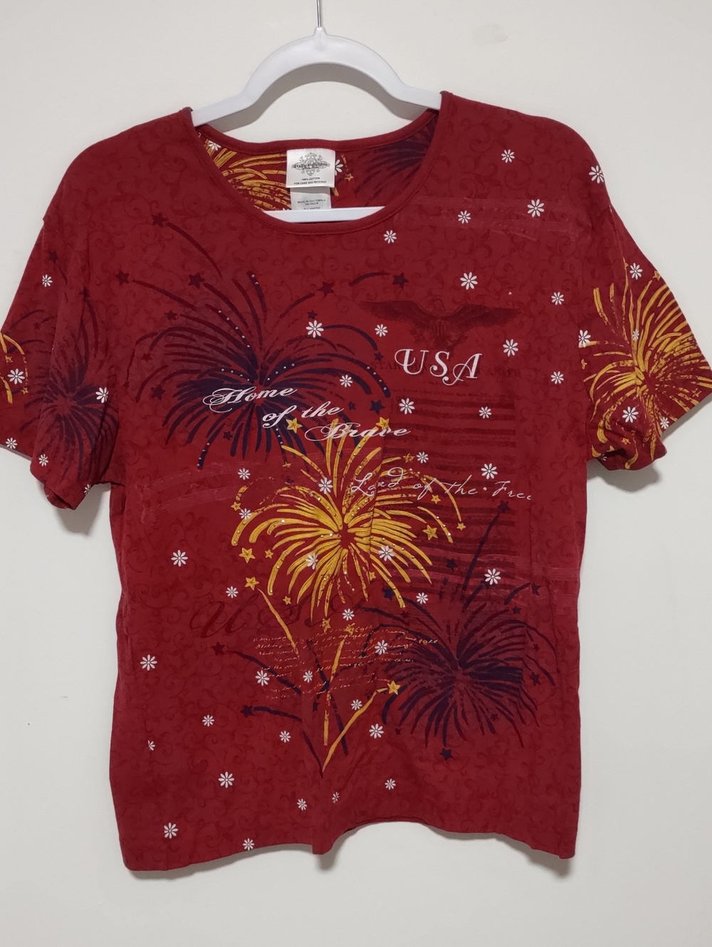 Studio Collection Red Juniors XL Cotton Graphic Tee USA July 4th